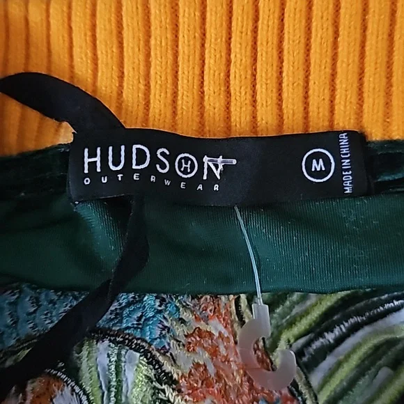 Hudson Outerwear Men's Green Velour Track Jacket with Embroidery Design - Picture 5 of 7